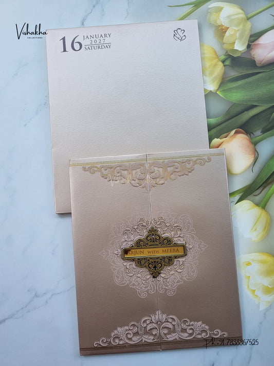 Semi Box Padded Double Door Hindu Muslim Christian Sikh Jain invitation Cards SN-273 – image 1