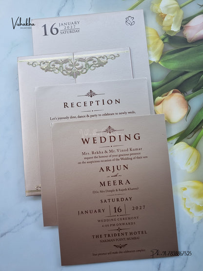 Semi Box Padded Double Door Hindu Muslim Christian Sikh Jain invitation Cards SN-273 – image 3