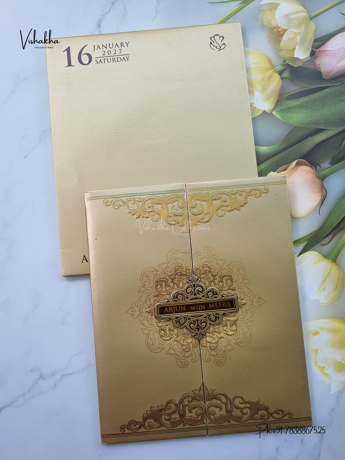 Semi Box Padded Double Door Hindu Muslim Christian Sikh Jain invitation Cards SN-274 – image 1