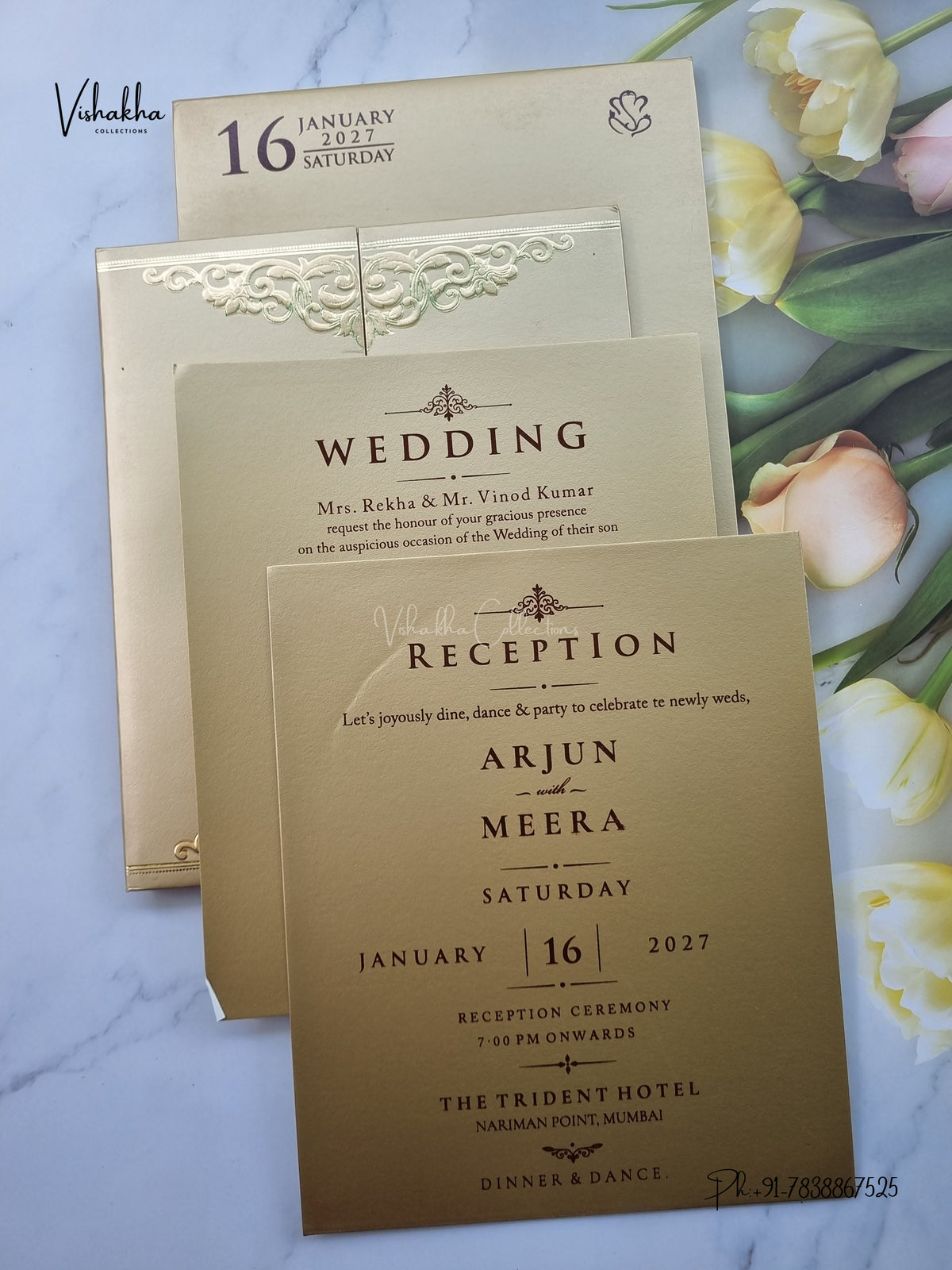 Semi Box Padded Double Door Hindu Muslim Christian Sikh Jain invitation Cards SN-274 – image 3