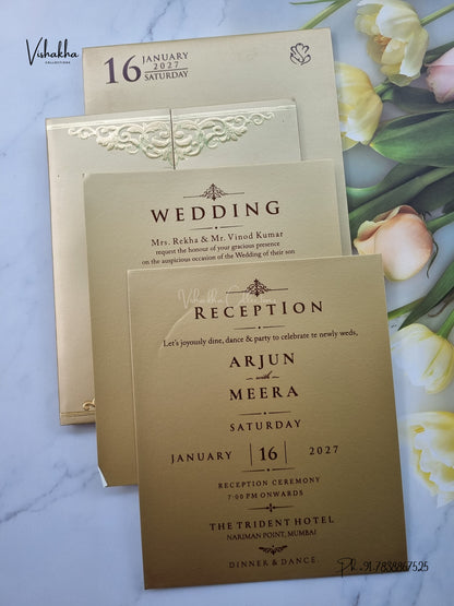 Semi Box Padded Double Door Hindu Muslim Christian Sikh Jain invitation Cards SN-274 – image 3