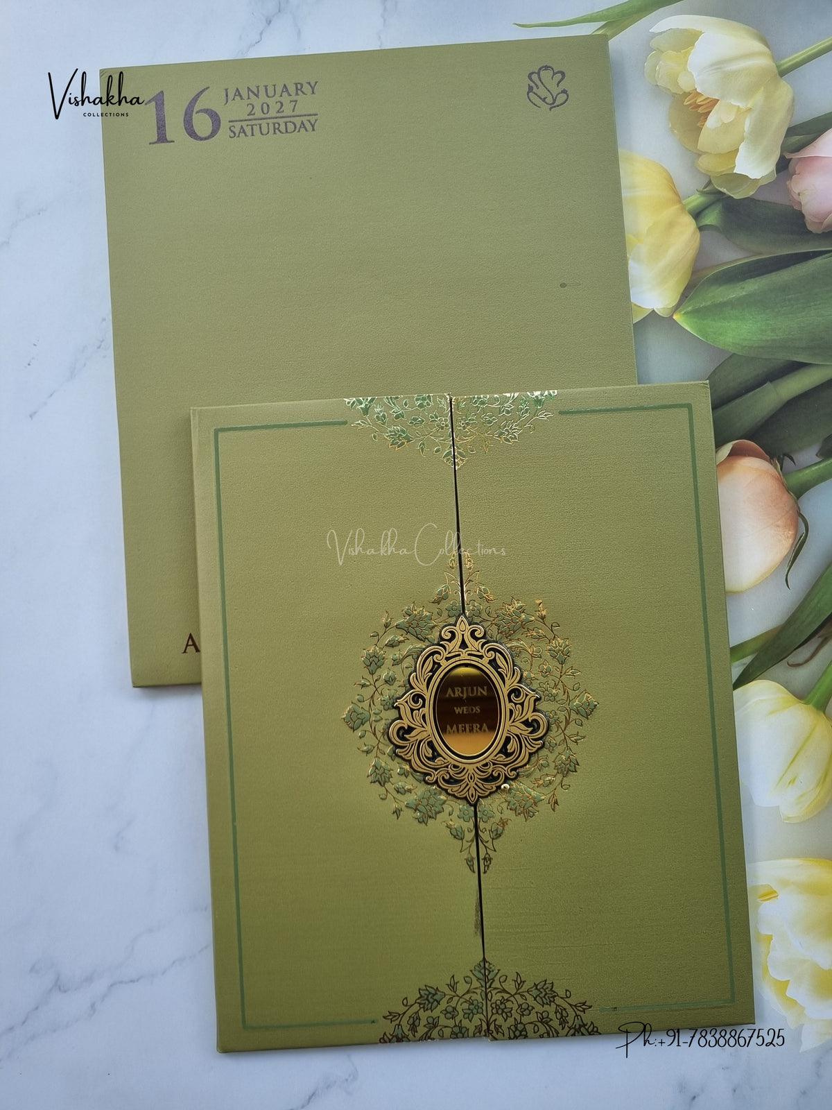 Semi Box Padded Double Door Hindu Muslim Christian Sikh Jain invitation Cards SN-275 – image 1