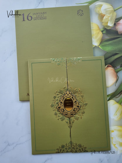 Semi Box Padded Double Door Hindu Muslim Christian Sikh Jain invitation Cards SN-275 – image 1