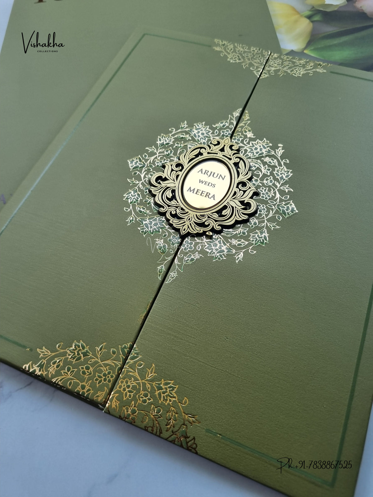 Semi Box Padded Double Door Hindu Muslim Christian Sikh Jain invitation Cards SN-275 – image 2