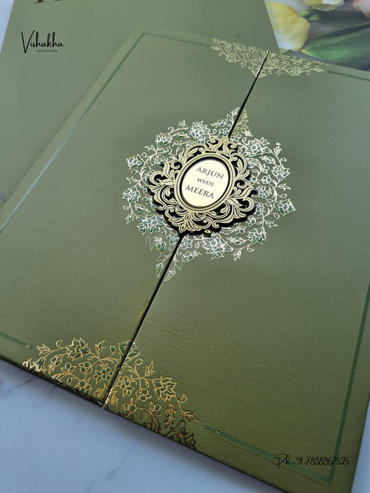 Semi Box Padded Double Door Hindu Muslim Christian Sikh Jain invitation Cards SN-275 – image 2