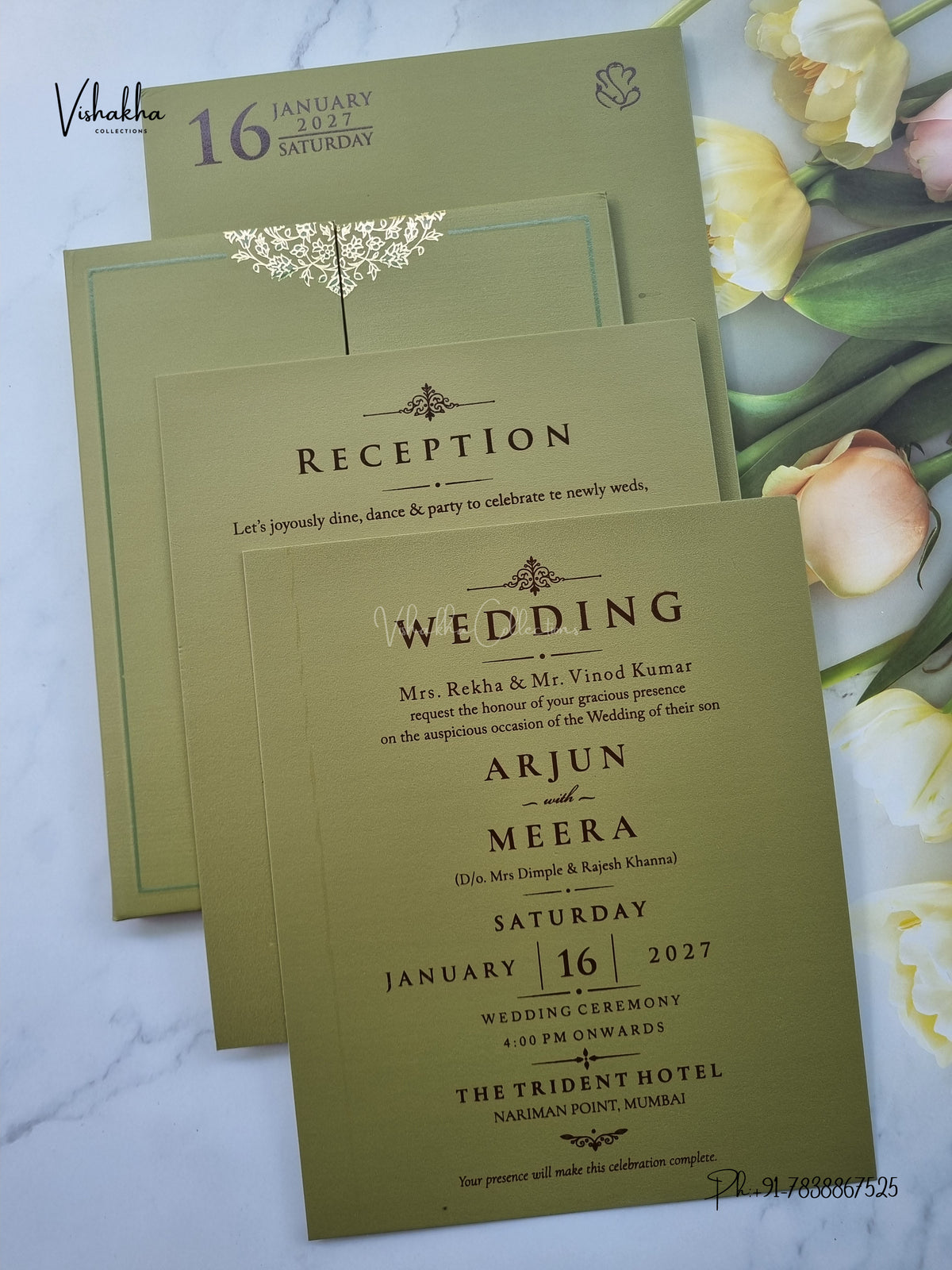 Semi Box Padded Double Door Hindu Muslim Christian Sikh Jain invitation Cards SN-275 – image 3