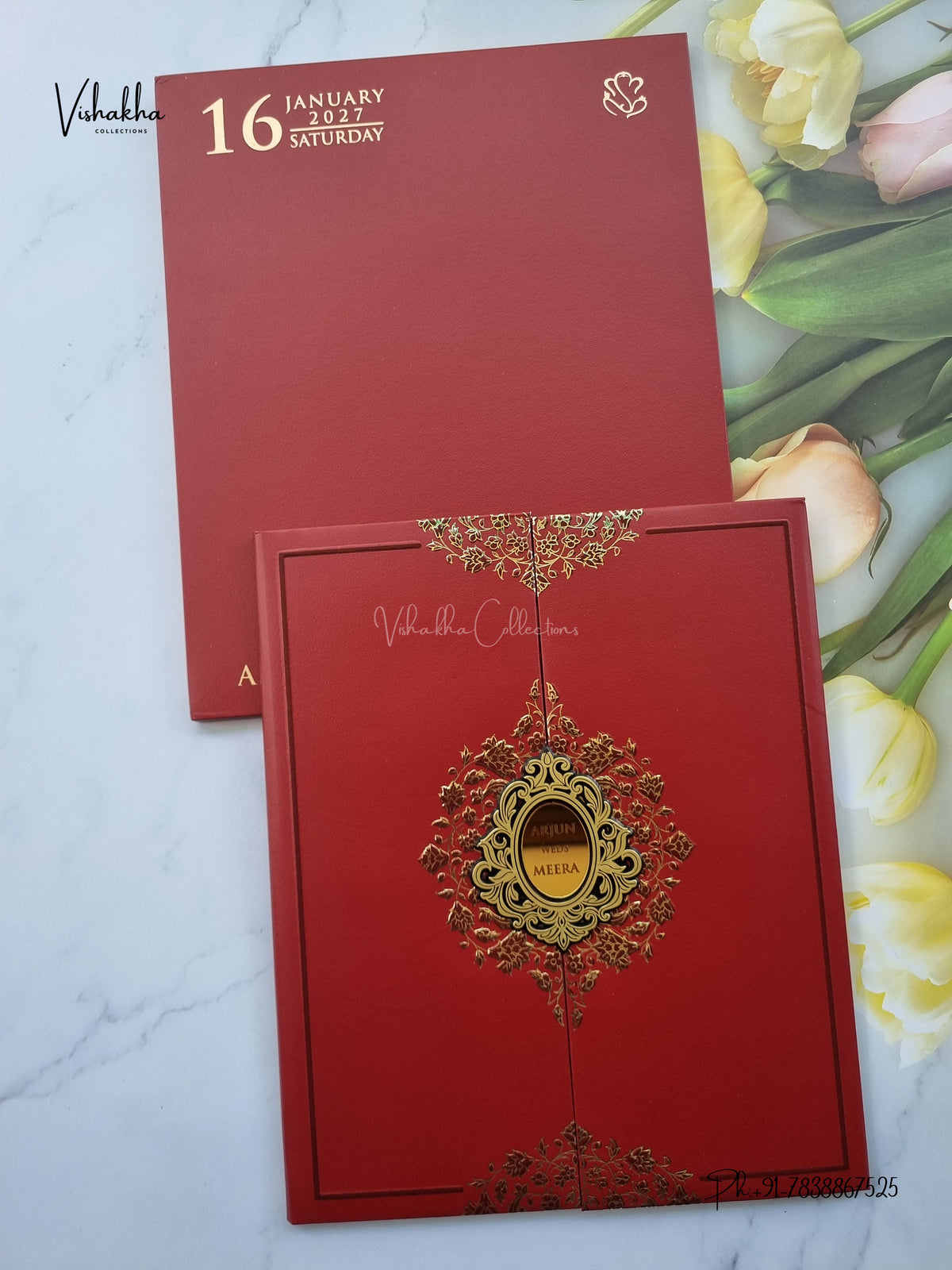 Semi Box Padded Double Door Hindu Muslim Christian Sikh Jain invitation Cards SN-276 – image 1