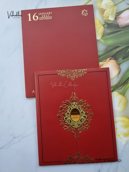 Semi Box Padded Double Door Hindu Muslim Christian Sikh Jain invitation Cards SN-276 – image 1