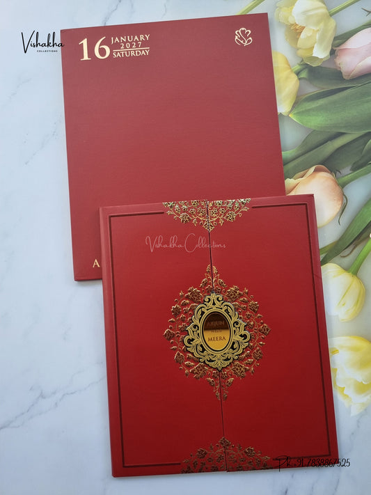 Semi Box Padded Double Door Hindu Muslim Christian Sikh Jain invitation Cards SN-276 – image 1