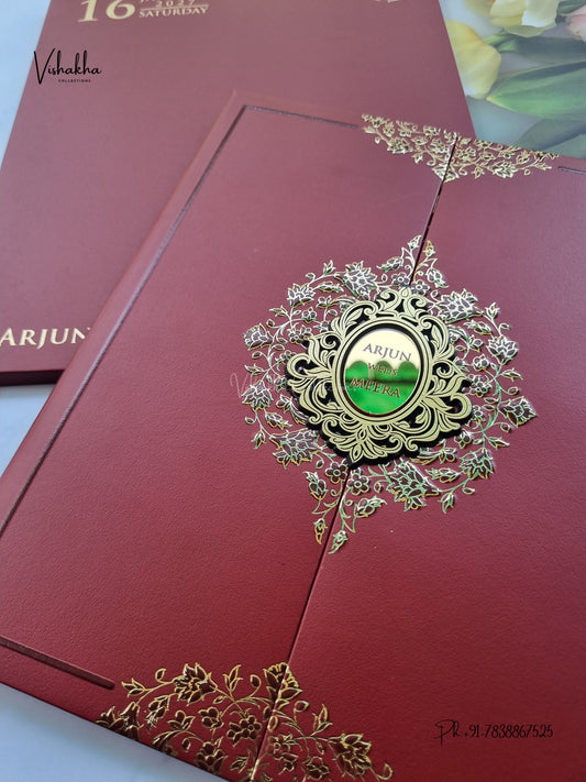 Semi Box Padded Double Door Hindu Muslim Christian Sikh Jain invitation Cards SN-276 – image 2