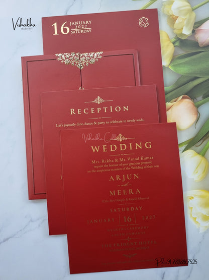 Semi Box Padded Double Door Hindu Muslim Christian Sikh Jain invitation Cards SN-276 – image 3