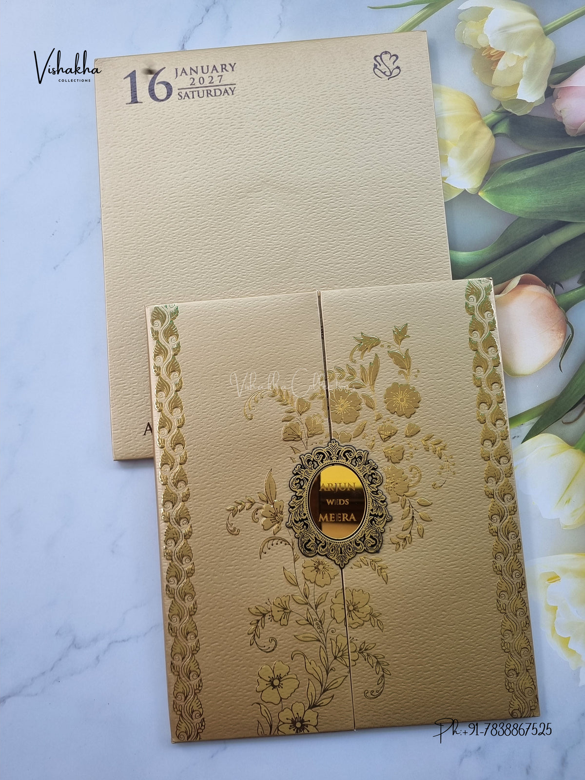 Semi Box Padded Double Door Hindu Muslim Christian Sikh Jain invitation Cards SN-278 – image 1