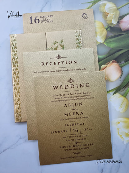 Semi Box Padded Double Door Hindu Muslim Christian Sikh Jain invitation Cards SN-278 – image 3