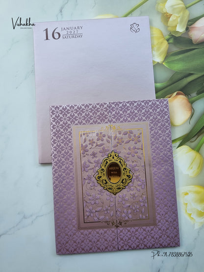 Semi Box Padded Double Door Flower Hindu Muslim Christian Sikh Jain invitation Cards SN-279 – image 1