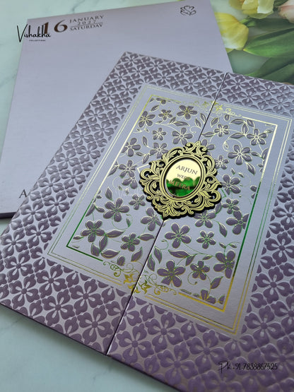 Semi Box Padded Double Door Flower Hindu Muslim Christian Sikh Jain invitation Cards SN-279 – image 2