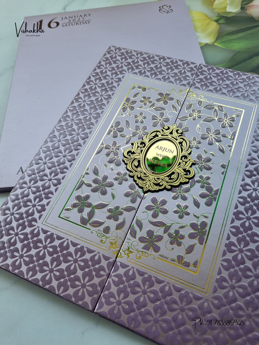 Semi Box Padded Double Door Flower Hindu Muslim Christian Sikh Jain invitation Cards SN-279 – image 2