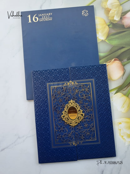 Semi Box Padded Double Door Flower Hindu Muslim Christian Sikh Jain invitation Cards SN-280 – image 1