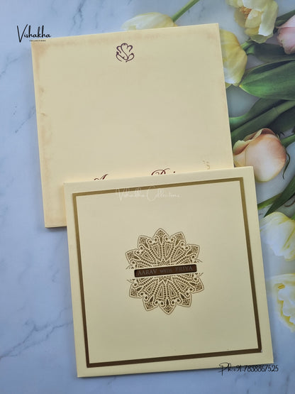 Semi Box Laser Cut Padded Rangoli Hindu Muslim Christian Sikh Jain invitation Cards SN-281 – image 1