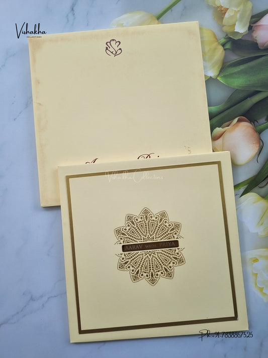 Semi Box Laser Cut Padded Rangoli Hindu Muslim Christian Sikh Jain invitation Cards SN-281 – image 1