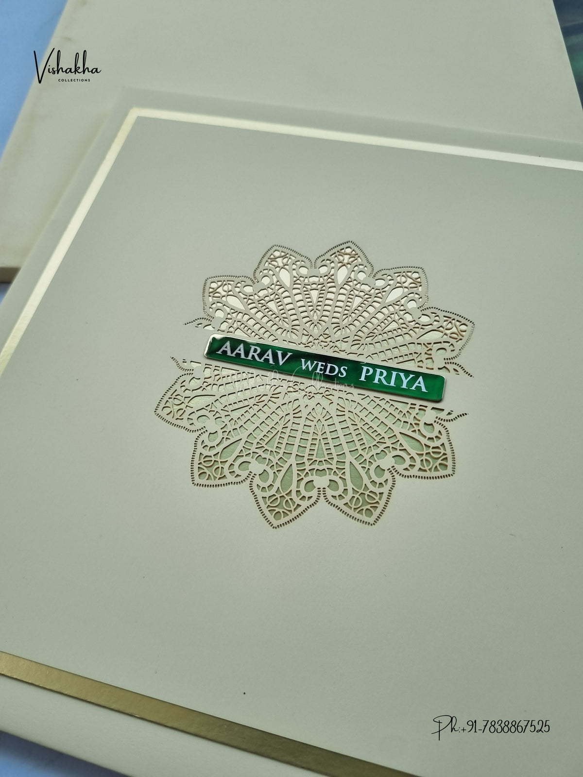 Semi Box Laser Cut Padded Rangoli Hindu Muslim Christian Sikh Jain invitation Cards SN-281 – image 2