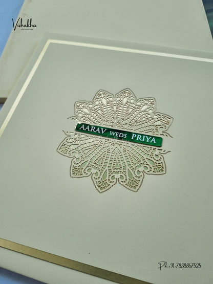 Semi Box Laser Cut Padded Rangoli Hindu Muslim Christian Sikh Jain invitation Cards SN-281 – image 2