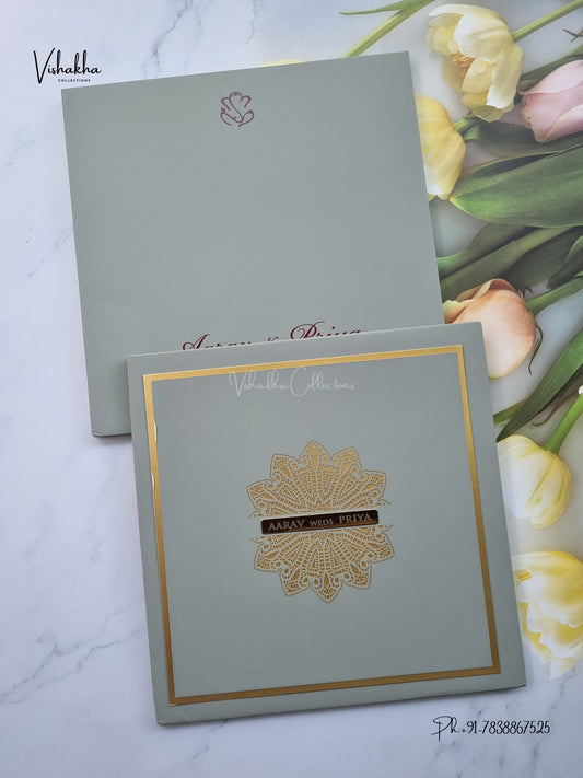 Semi Box Laser Cut Padded Rangoli Hindu Muslim Christian Sikh Jain invitation Cards SN-282 – image 1