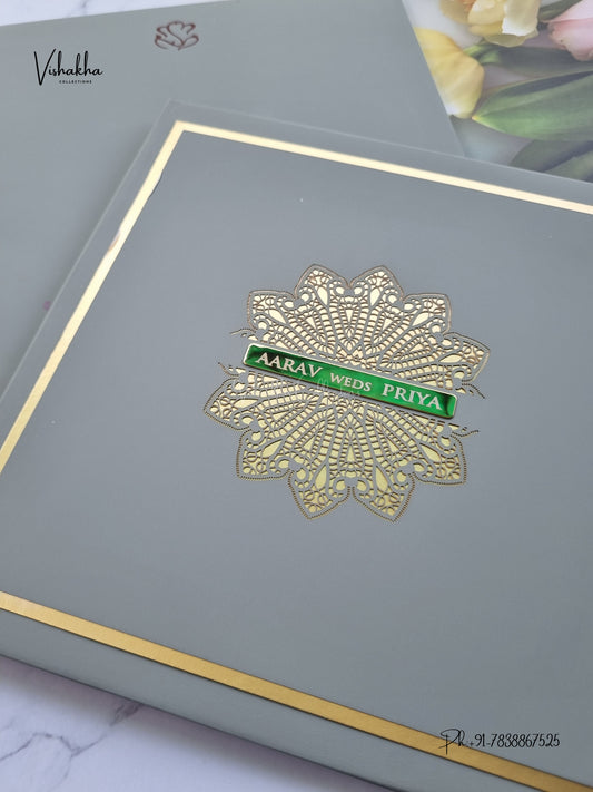 Semi Box Laser Cut Padded Rangoli Hindu Muslim Christian Sikh Jain invitation Cards SN-282 – image 2