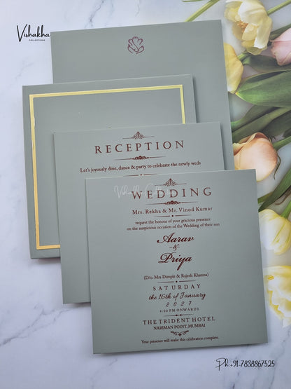 Semi Box Laser Cut Padded Rangoli Hindu Muslim Christian Sikh Jain invitation Cards SN-282 – image 3