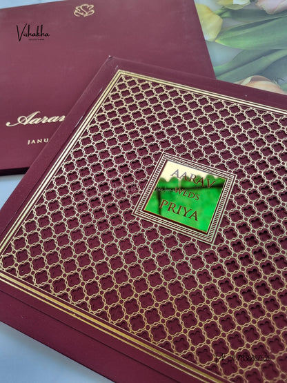 Semi Box Laser Cut Padded Hindu Muslim Christian Sikh Jain invitation Cards SN-286 – image 2