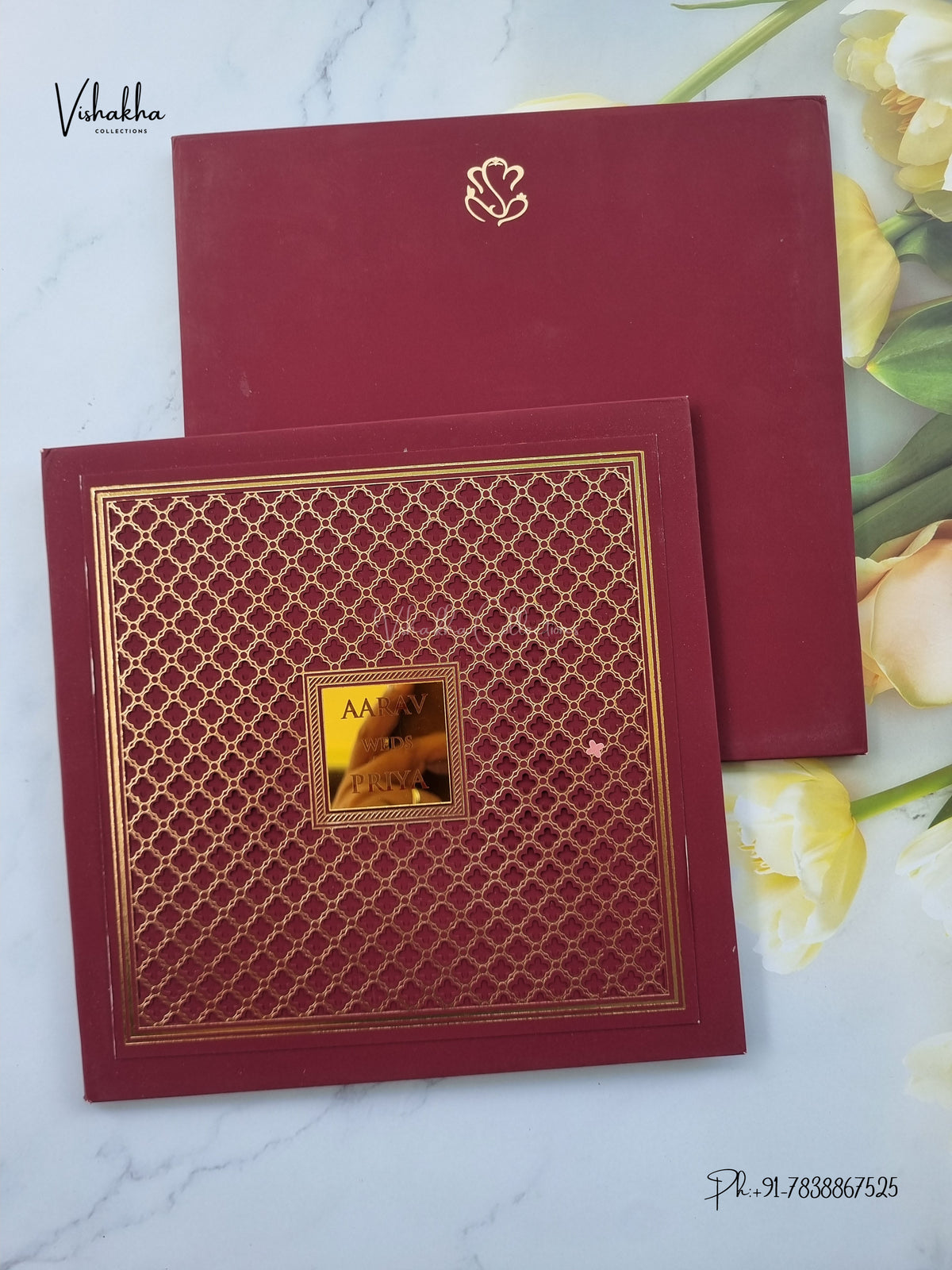 Semi Box Laser Cut Padded Hindu Muslim Christian Sikh Jain invitation Cards SN-286 – image 3