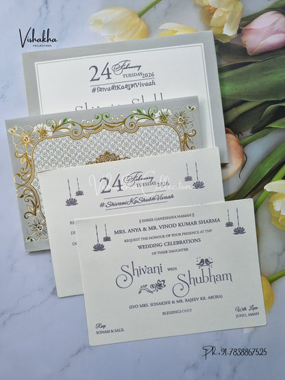 Hindu Muslim Christian Sikh Padded invitation Cards ATS-1303