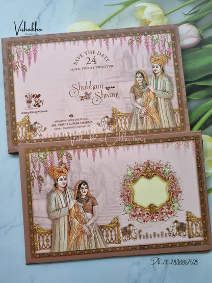 Dulah Dulhan Hindu Sikh Padded invitation Cards ATS-139
