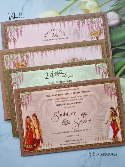 Dulah Dulhan Hindu Sikh Padded invitation Cards ATS-139