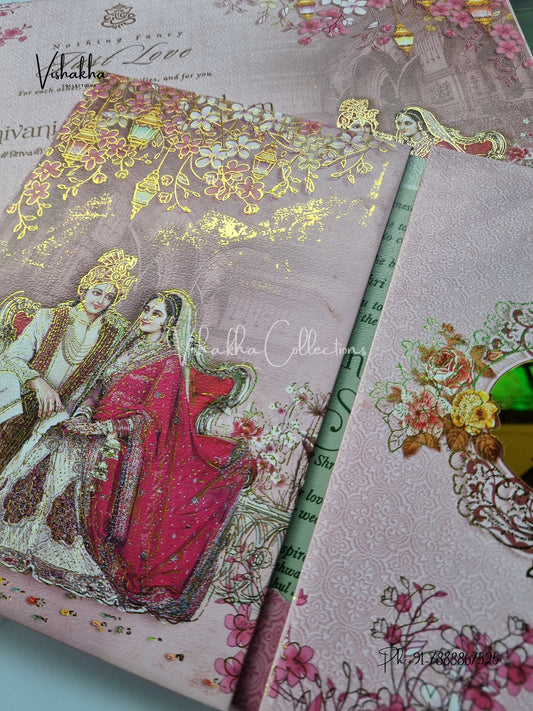 Dulah Dulhan Double Door Hindu Sikh Padded invitation Cards ATS-141