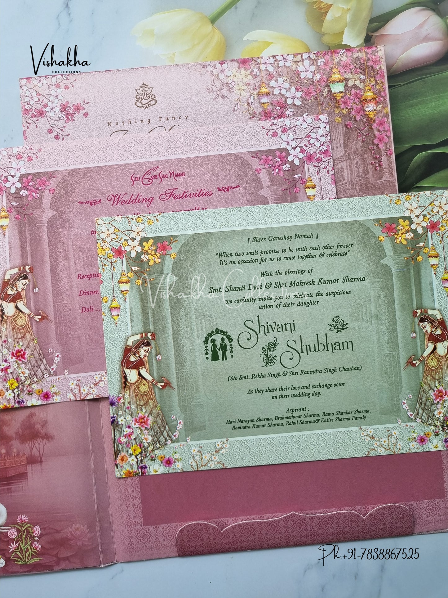 Dulah Dulhan Double Door Hindu Sikh Padded invitation Cards ATS-141