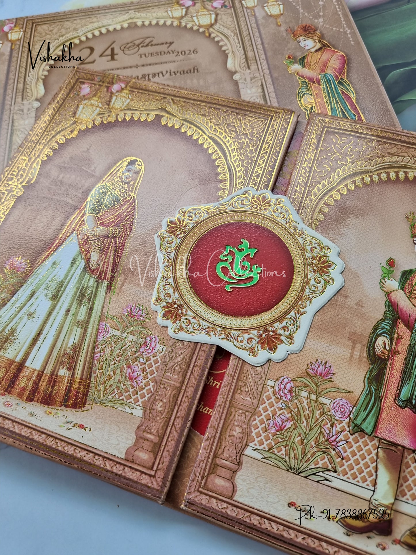 Dulah Dulhan Double Door Hindu Sikh Padded invitation Cards ATS-143