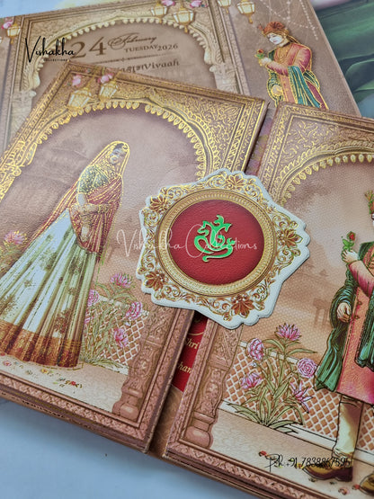 Dulah Dulhan Double Door Hindu Sikh Padded invitation Cards ATS-143