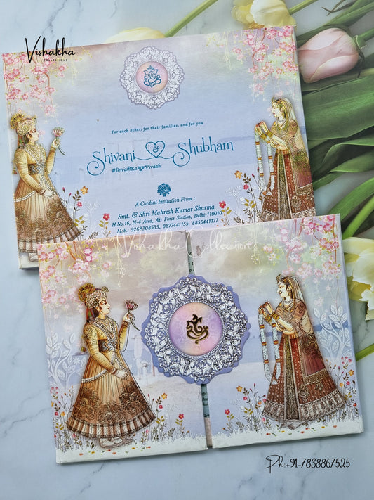 Dulah Dulhan Double Door Hindu Sikh Padded invitation Cards ATS-144