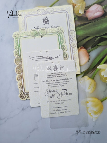 Semi Box Hindu Muslim Christian Sikh invitation Cards ATS-1645