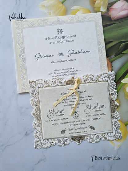 Semi Box Hindu Muslim Christian Sikh invitation Cards ATS-1649