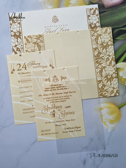 Semi Box Hindu Muslim Christian Sikh invitation Cards ATS-1717