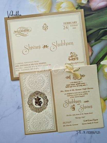 Semi Box Hindu Sikh invitation Cards ATS-1718