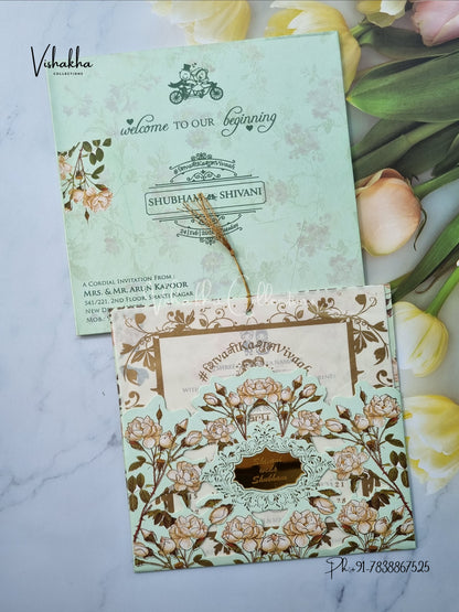 Semi Box Hindu Muslim Christian Sikh Vellum Paper invitation Cards ATS-1814