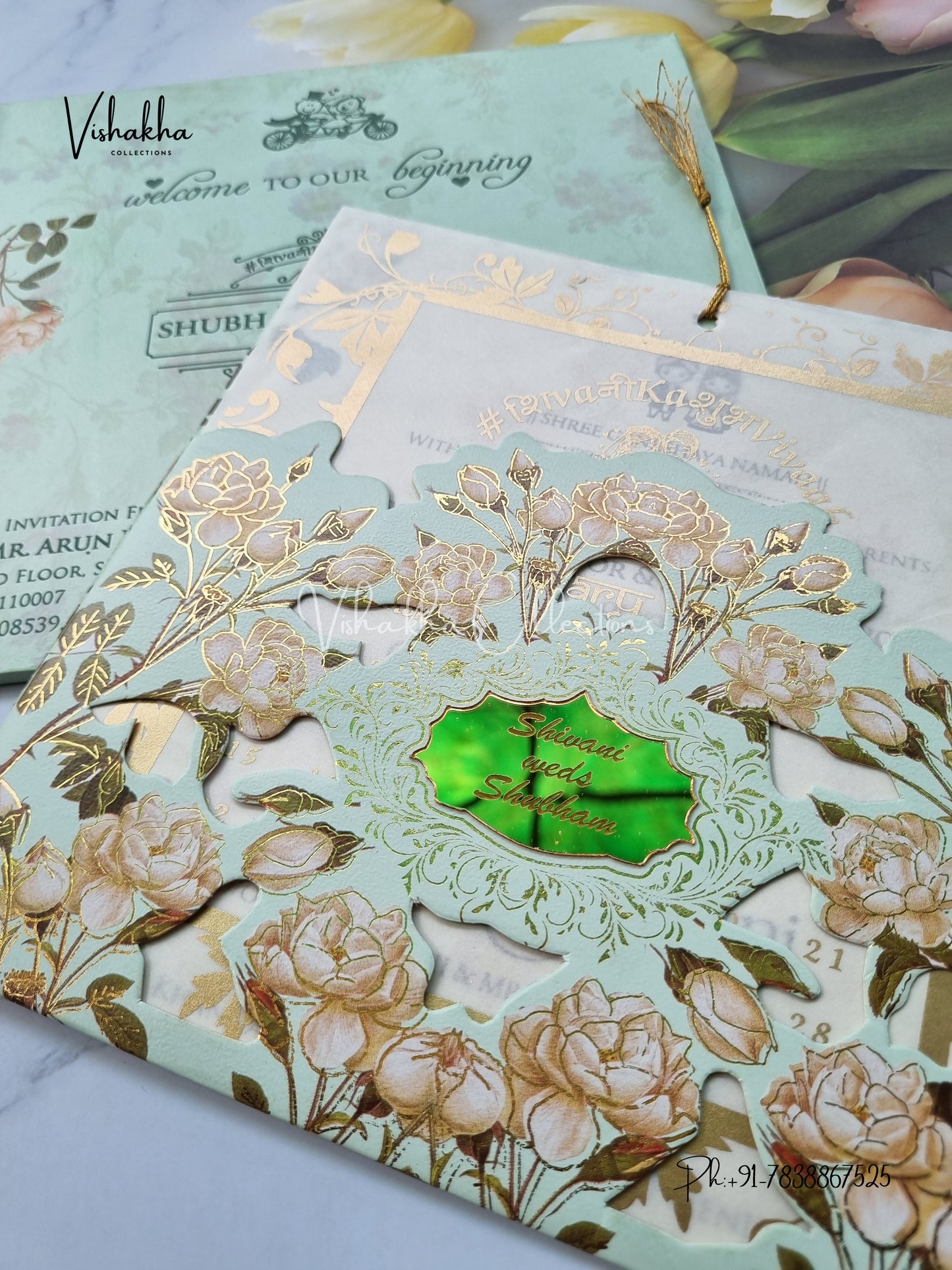 Semi Box Hindu Muslim Christian Sikh Vellum Paper invitation Cards ATS-1814