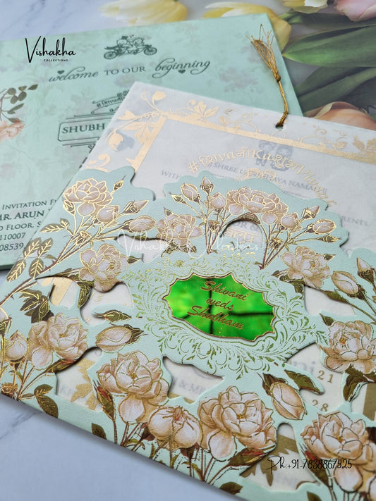 Semi Box Hindu Muslim Christian Sikh Vellum Paper invitation Cards ATS-1814