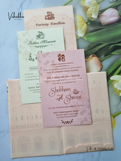 Hathi Hindu Sikh Padded invitation Cards ATS-201