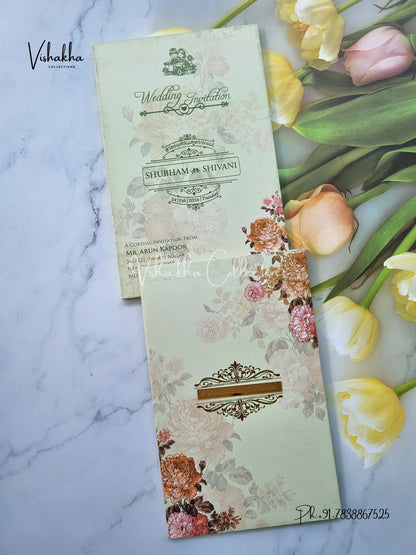 Flower Hindu Muslim Christian Sikh Padded invitation Cards ATS-203