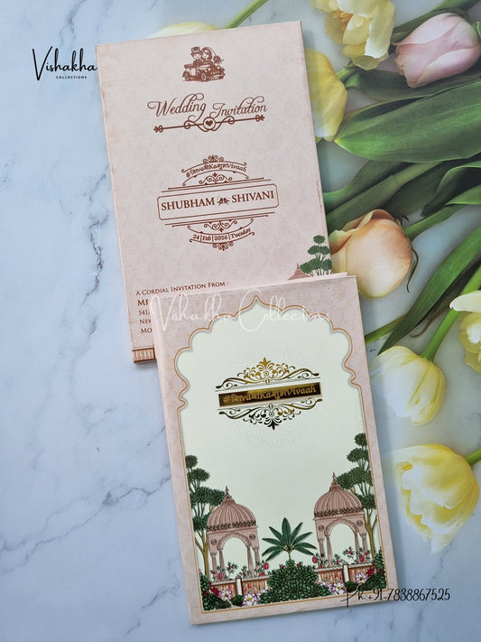 Flower Hindu Muslim Christian Sikh Padded invitation Cards ATS-204