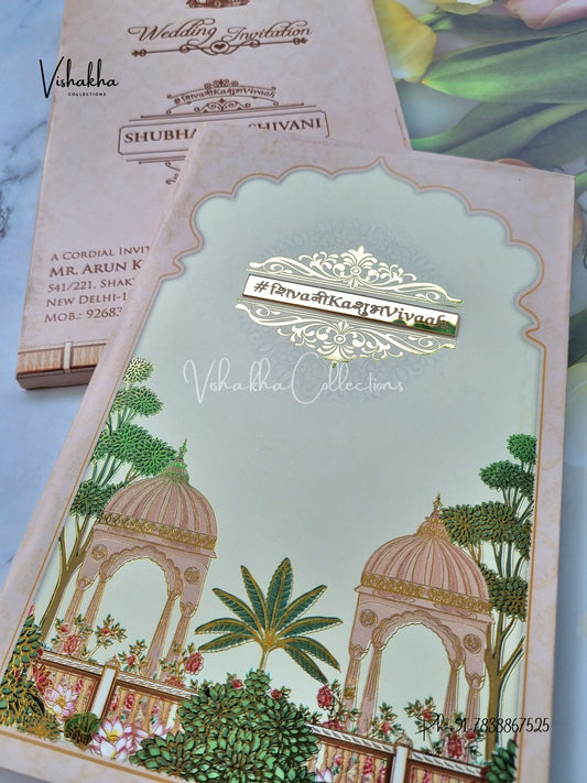 Flower Hindu Muslim Christian Sikh Padded invitation Cards ATS-204