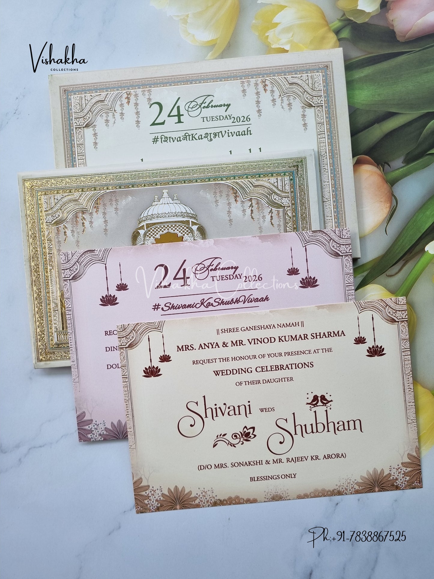 Hindu Muslim Christian Sikh Padded invitation Cards ATS-210